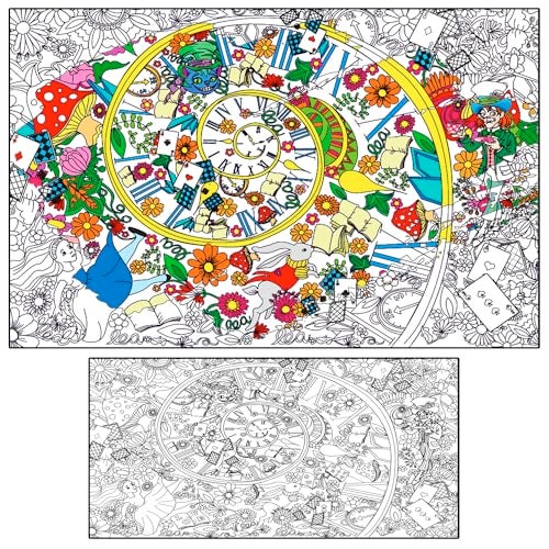 AlexArt ALEX Art Giant Coloring Poster Alice in Wonderland Extra Large Coloring Sheet Super Huge Coloring Posters for Kids and Adults Table Floor Big Coloring Page Wall Size Jumbo Coloring Sheets - Image 1