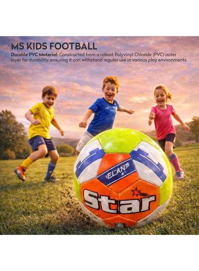 ELAN Street Pup PVC Kids Football - Official Size 3, White Green & Orange Tri-Color Design, High-Cladding Durable Soccer Ball for Boys & Girls - Image 4