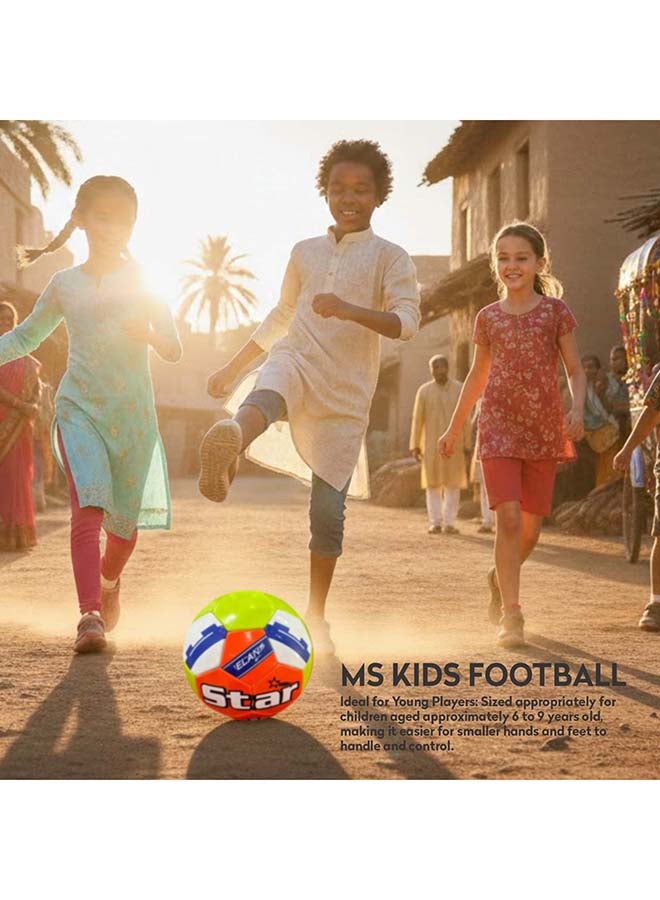 ELAN Street Pup PVC Kids Football - Official Size 3, White Green & Orange Tri-Color Design, High-Cladding Durable Soccer Ball for Boys & Girls - Image 3