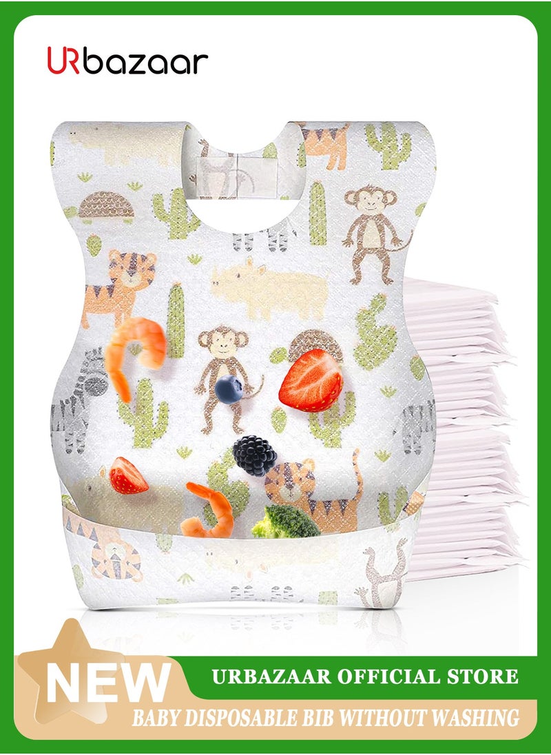 URbazaar 40-Pcs Disposable Baby Bibs for Feeding Drooling – Travel Bibs for Baby  Absorbent + Leakproof Disposable Bibs Baby  - Image 1