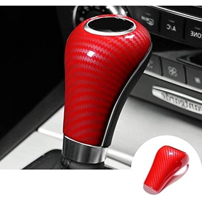rayihni Gear Shift Knob Cover Protective Compatible with Mercedes Benz 20042014 Interior Accessories  Carbon fiber Red - Image 2