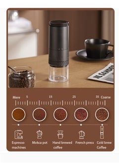 HOOPZOZA Portable Electric Coffee Grinder One Touch Operation for Coffe0e Spices Dry Herbs for V60 Filter Cup Mocha Espresso French Press Turkish Coffee Black  - Image 1