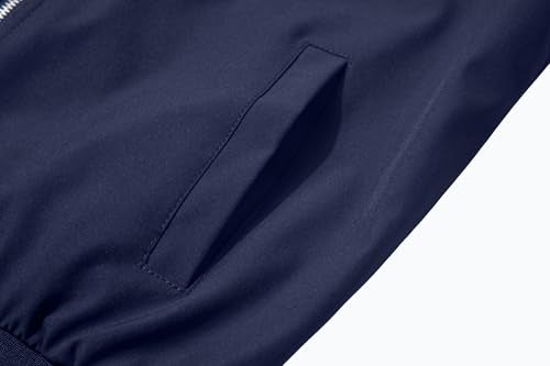 XiaoYouYu Men's Bomber Jacket Fashion Stylish Lightweight Windbreaker Spring Fall Casual Jackets for Men Navy XX-Large - Image 2