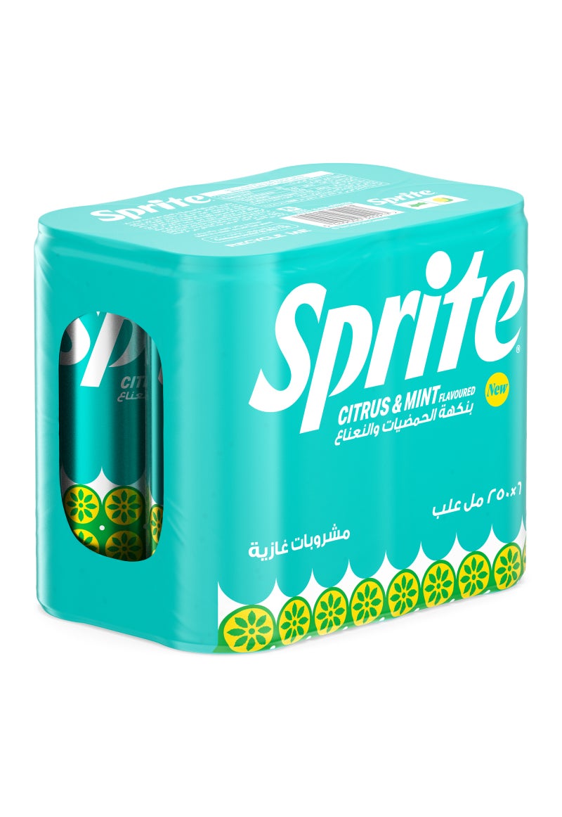 سبرايت علبة مشروب غازي بنكهة الحمضيات والنعناع 6x250مل - Image 1