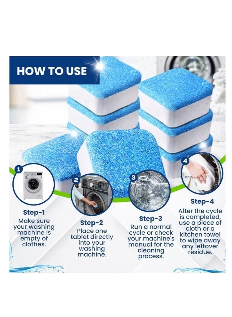 Washing Machine Cleaner Tablets, Deep Clean Front Loader & Top Load Washer, 12 Pcs Professional Grade Washer Machine Cleaner Deodorizer for Removing Build-up - Image 3