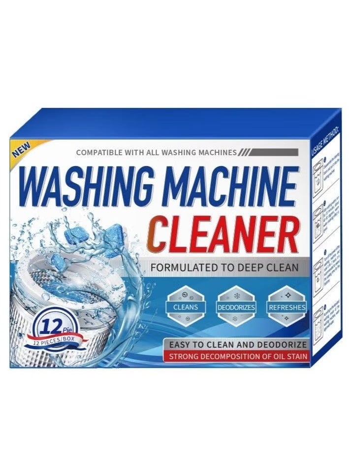 Washing Machine Cleaner Tablets, Deep Clean Front Loader & Top Load Washer, 12 Pcs Professional Grade Washer Machine Cleaner Deodorizer for Removing Build-up - Image 1