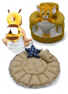 molody Round Baby Nest Bedding, Bee-Shaped Head Protection Pillow And Sitting Training Chair  - Image 1