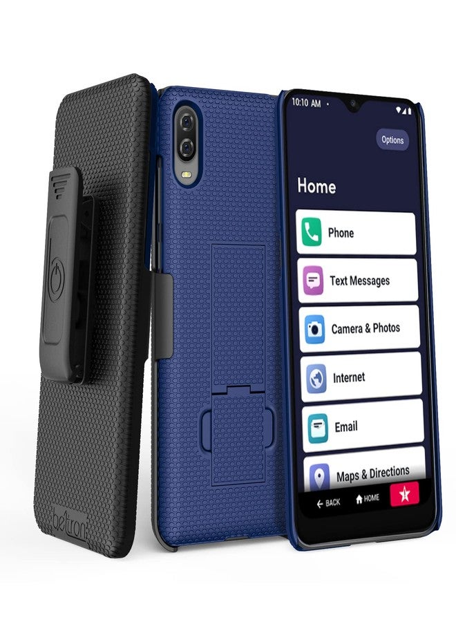 جراب لهاتف Jitterbug Phone Smart3، جراب BELTRON Slim Protective Grip مع مشبك حزام وحامل مدمج لهاتف Lively Smart لكبار السن (أزرق) - Image 1
