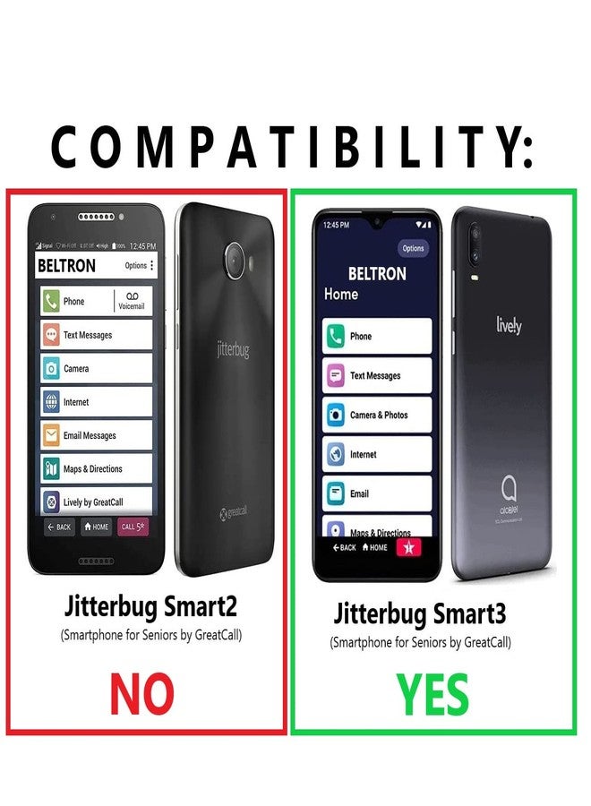 جراب لهاتف Jitterbug Phone Smart3، جراب BELTRON Slim Protective Grip مع مشبك حزام وحامل مدمج لهاتف Lively Smart لكبار السن (أزرق) - Image 3