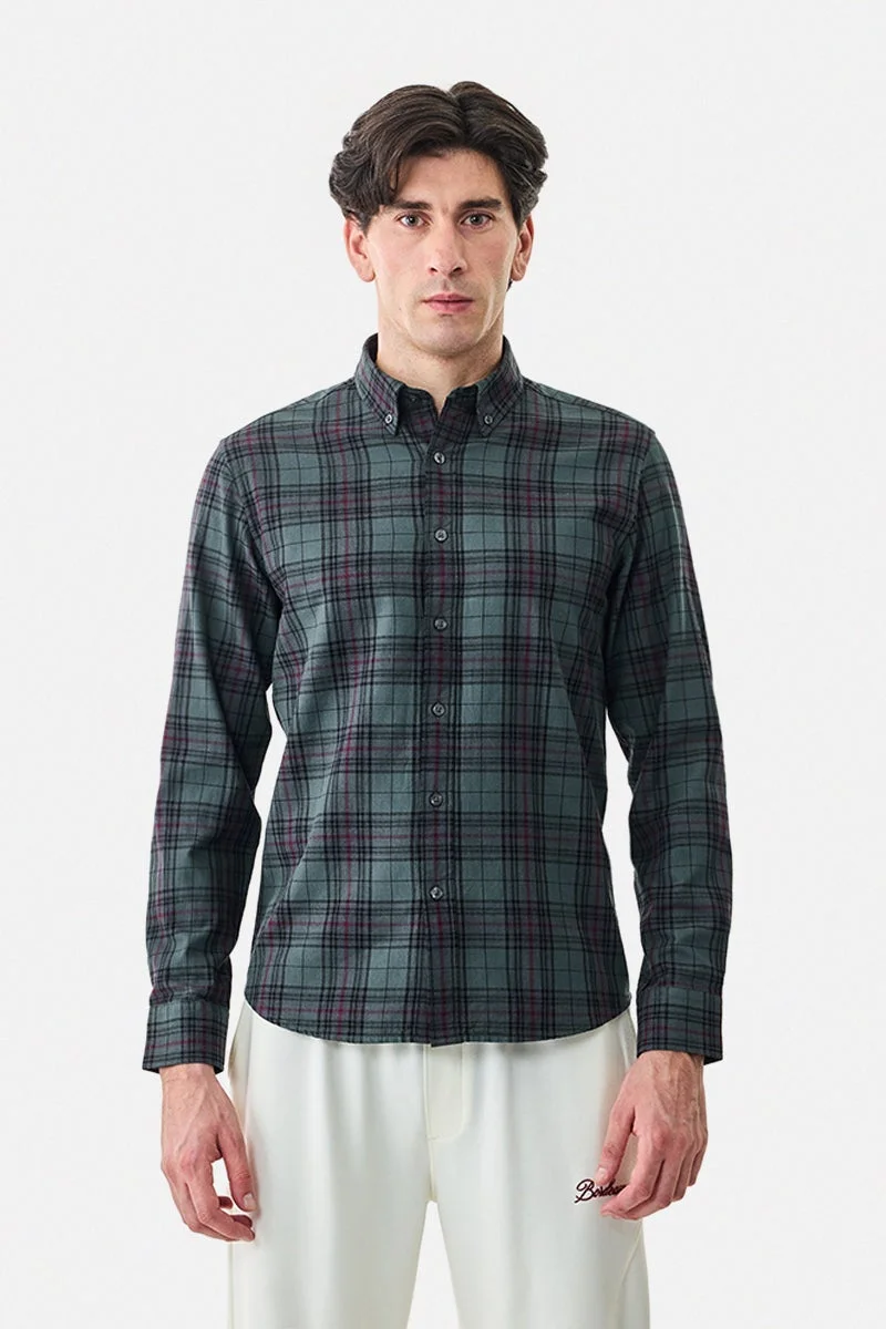 سنيتش قميص قطني % كاروهات بقصة ضيقة