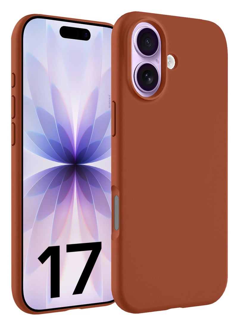 Silicone Protective Phone Case for iPhone 17 - Soft Anti-Scratch Microfiber Lining Ultra Slim Drop Protection Phone Cover - Windsor Brown - Image 1