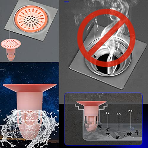 NILSTOREY Shower Floor Drain Backflow Preventer Valve Sewer Core Drainage Insert Drain Plug Hair Catcher Gas Sealer Floor Strainer Trap Seal (Black-2Pack) - Image 3