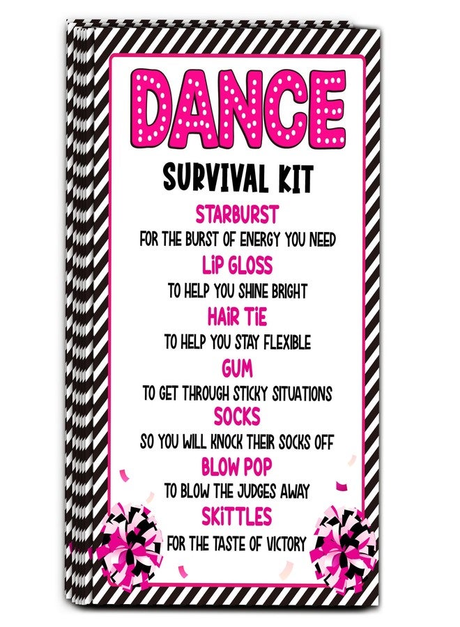 HandEasy 40 Pcs Dancer Survival Kit Gift Tag, Black Pink Dancer Appreciation Tags for Gift Bags, Good Luck Gifts for Dancers - KA03 - Image 1