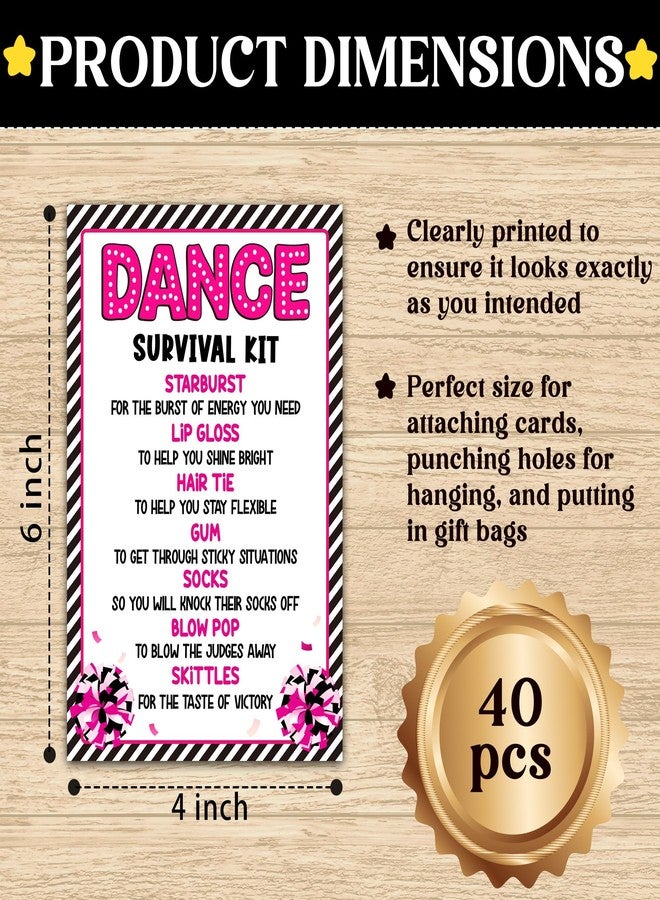 HandEasy 40 Pcs Dancer Survival Kit Gift Tag, Black Pink Dancer Appreciation Tags for Gift Bags, Good Luck Gifts for Dancers - KA03 - Image 2
