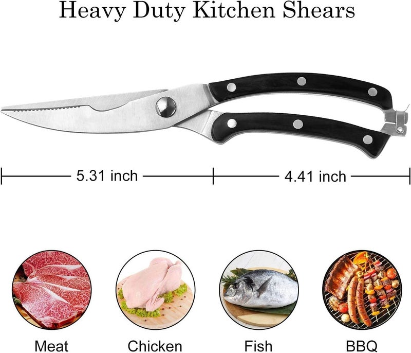 TASKHOUSE Stainless Steel Kitchen Shears Poultry Scissors for Chicken, Fish, Meat & Vegetables Spring Loaded Scissors with Non-Slip Handle - Image 3