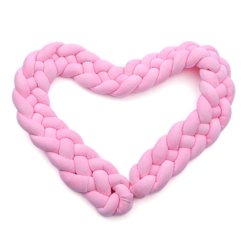 Baby Crib Bumper Knotted: 2m Pink Breathable Cotton Fabric - Safe Air Flow Design for Baby Nursery Sleep - Image 1