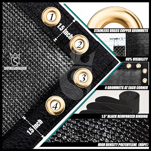 Royal Shade 6' x 50' Black Fence Privacy Screen Cover Windscreen with Heavy Duty Brass Grommets - Cable Zip Ties Include (We Make Custom Size) - Image 5