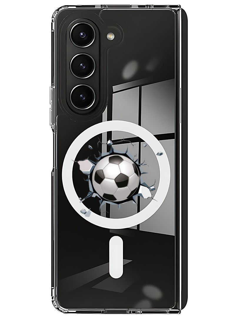Theodor Magnetic Case for Samsung Galaxy Z Fold 5 Compatible with MagSafe Wireless Charging, Shockproof Phone Bumper Cover Football - Image 1