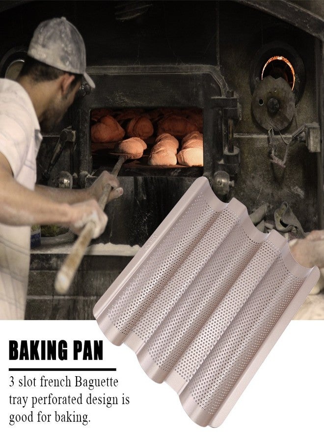 Ciglow 10inch French Bread Pan Baguette Baking Tray Perforated 3-slot Non Stick Carbon Steel - Image 3