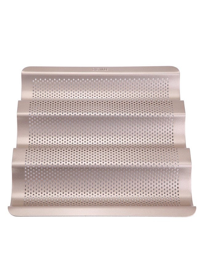 Ciglow 10inch French Bread Pan Baguette Baking Tray Perforated 3-slot Non Stick Carbon Steel - Image 1