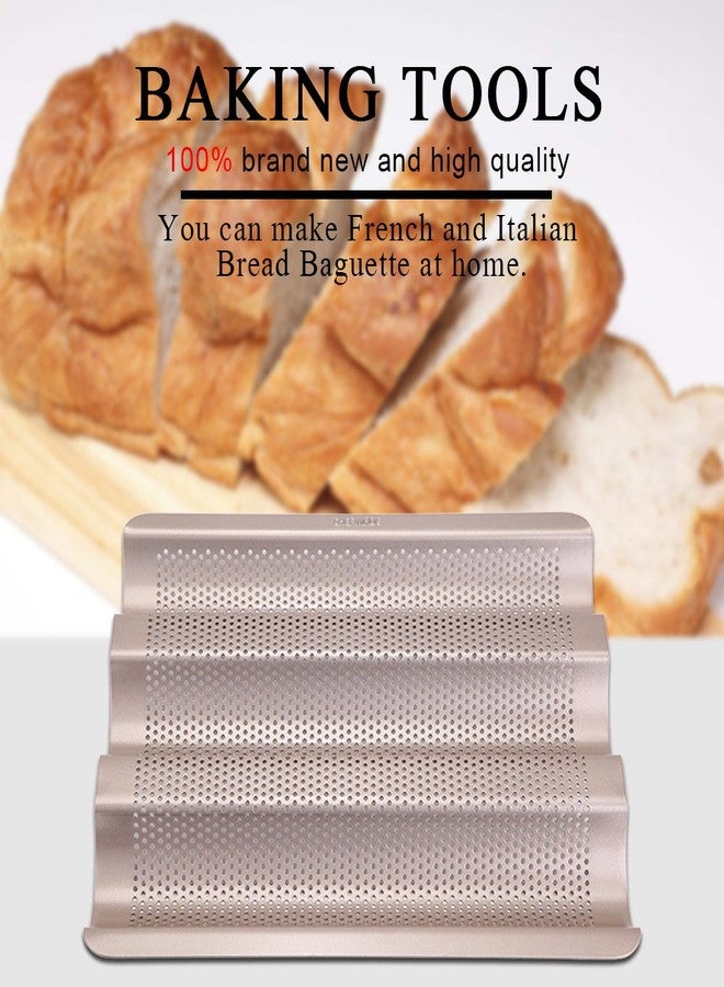Ciglow 10inch French Bread Pan Baguette Baking Tray Perforated 3-slot Non Stick Carbon Steel - Image 2