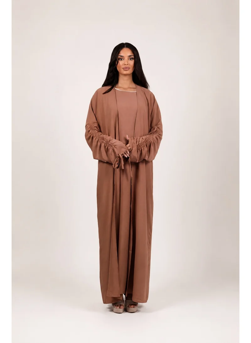 Ophelia Armina Stringed Abaya – Elegant Tie-Sleeve 3-in-1 Set with Inner Dress & Matching Hijab