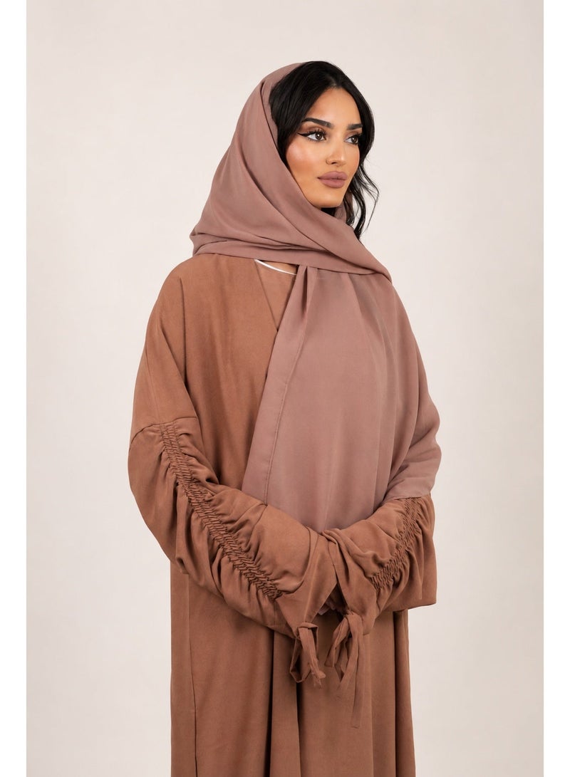 Ophelia Armina Stringed Abaya – Elegant Tie-Sleeve 3-in-1 Set with Inner Dress & Matching Hijab - Image 4