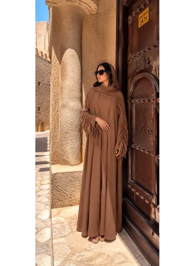 اوفيليا عباية أرمينا برباط - طقم أنيق 3 في 1 بأكمام برباط مع فستان داخلي وحجاب متناسق