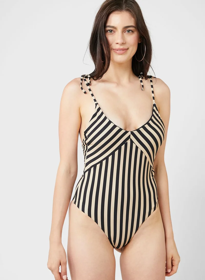 VERO MODA Striped High Leg Swimsuit