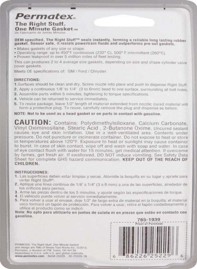 Permatex 25229 The Right Stuff 1 Minute Black Gasket Maker, 3 oz. - Image 2