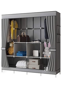 Roman Gifts Portable 4 Door Closet Large Wardrobe Closet Clothes Organizer with  Storage Shelves,  Hanging Sections Side Pockets  - Image 2