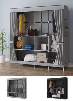 Roman Gifts Portable 4 Door Closet Large Wardrobe Closet Clothes Organizer with  Storage Shelves,  Hanging Sections Side Pockets  - Image 1
