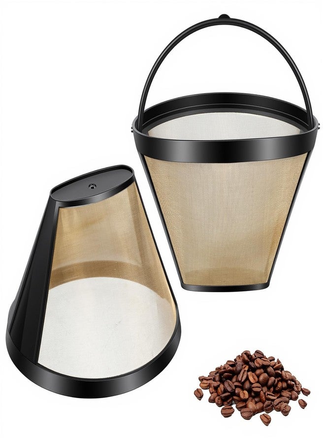 HaiFafafaing 2pcs 4 Cone Coffee Filters Basket Reusable Coffee Maker Filter Replacement With Handle Permanent Reusable Filter Basket For Makers Brewers - Image 1