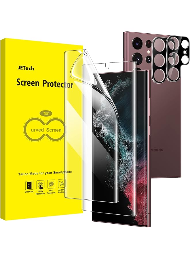 جي تيك واقي شاشة لهاتف Samsung Galaxy S22 Ultra 5G مقاس 6.8 بوصة مع واقي عدسة الكاميرا، فيلم TPU مرن متوافق مع معرف بصمة الإصبع، شفاف عالي الدقة، سهل التركيب، عبوتان لكل منهما - Image 1