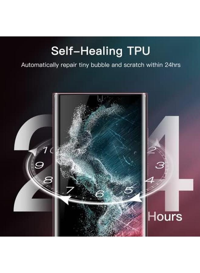 جي تيك واقي شاشة لهاتف Samsung Galaxy S22 Ultra 5G مقاس 6.8 بوصة مع واقي عدسة الكاميرا، فيلم TPU مرن متوافق مع معرف بصمة الإصبع، شفاف عالي الدقة، سهل التركيب، عبوتان لكل منهما - Image 4
