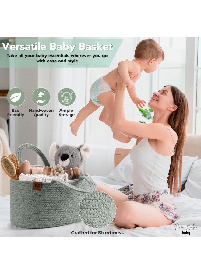 بيرابيلا Baby Diaper Caddy Organizer for Changing Table, Baby Storage Basket for Diapers and Baby Wipes, Gift for Baby Shower, Car Caddy Organizer, Nursery Diaper Organizer, Portable Diaper Storage - Image 2
