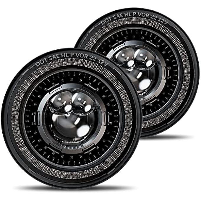 HWSTAR New 1000 Bright AntiGlare 7 Inch Led Headlights Round Compatible With Jeep Wrangler Jk Jku Tj Lj Chevy Ford Gmc Etc WStarry Drl StartUp Gradient Halo Turn Signal H6024 Dot HiLo Sealed Beam - Image 2