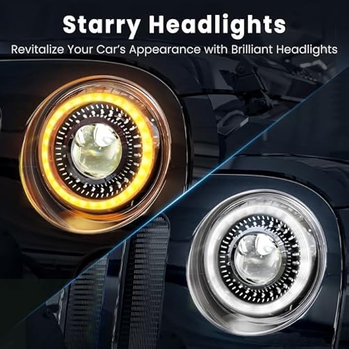 HWSTAR New 1000 Bright AntiGlare 7 Inch Led Headlights Round Compatible With Jeep Wrangler Jk Jku Tj Lj Chevy Ford Gmc Etc WStarry Drl StartUp Gradient Halo Turn Signal H6024 Dot HiLo Sealed Beam - Image 3