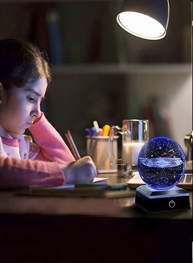 MIXDE 3D Solar System Crystal Ball Night Light with LED Colorful Lighting Touch Base,Science Astronomy Gifts Space Gifts Decor  - Image 2