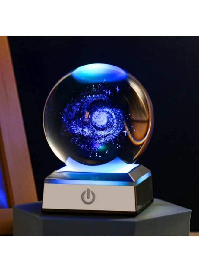 MIXDE 3D Solar System Crystal Ball Night Light with LED Colorful Lighting Touch Base,Science Astronomy Gifts Space Gifts Decor  - Image 1