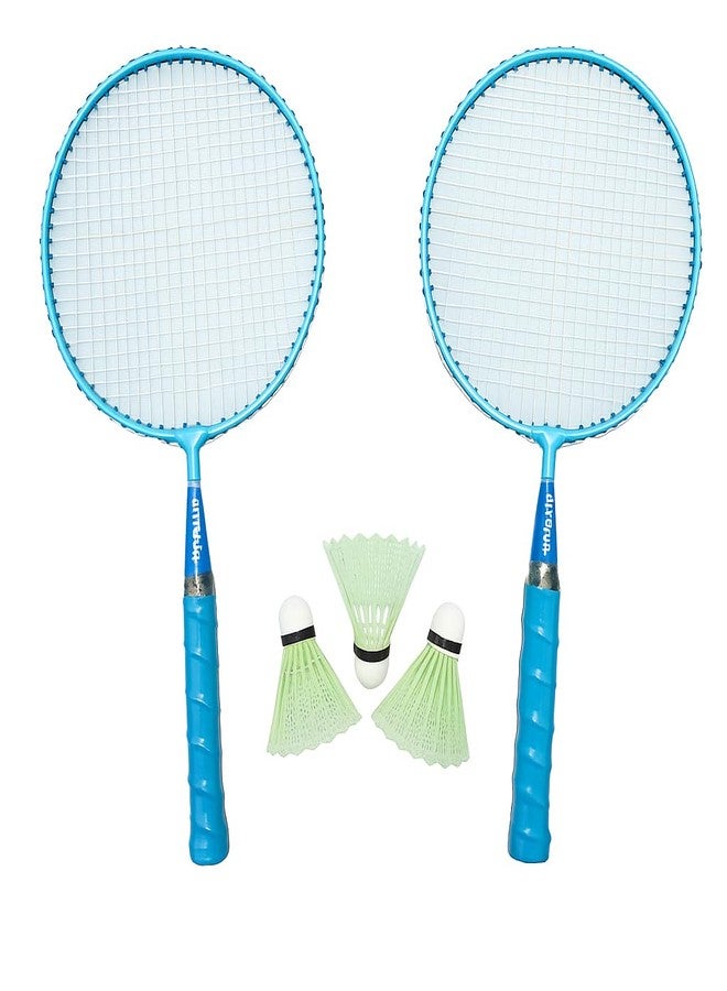 Canbee مجموعة دواسات كانبي جونيور كومبو-5 (مضربان للريشة الطائرة، 3 كرات ريشة بلاستيكية) متعددة الألوان ذات حافة طويلة سهلة اللعب - Image 1