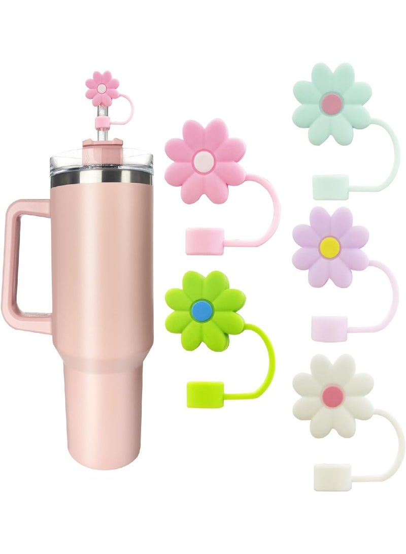 Cute Reusable Silicone Straw Lids 5-Pack - Image 1