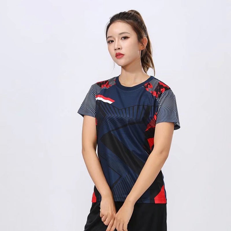 Generic New Badminton Set Unisex Short Sleeve Summer Women's royal blue top