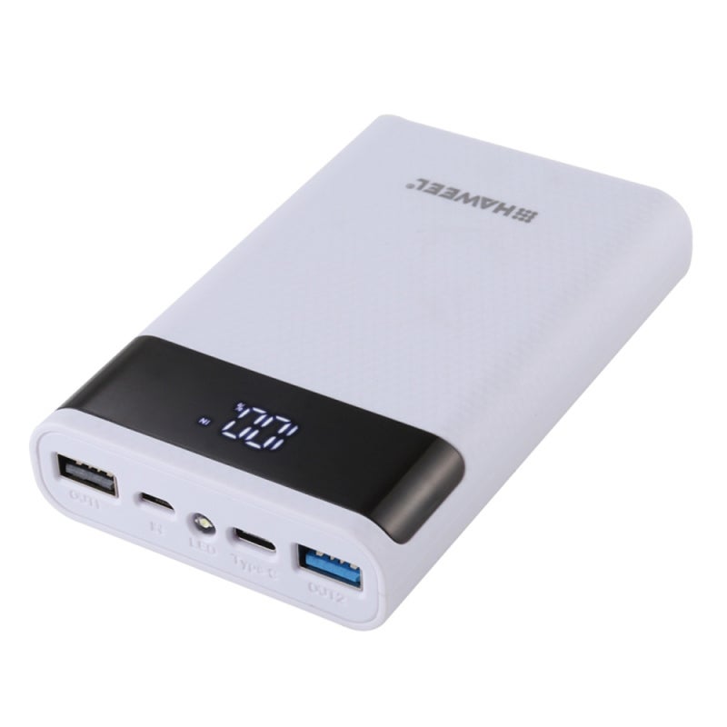 Portable Charger: 2 USB Output Ports Clear LCD Display Compact White DIY Power Bank Kit - Over-Voltage Short Circuit Protection Rechargeable Battery for On-The-Go Device Charging - Image 1