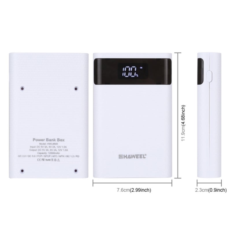 Portable Charger: 2 USB Output Ports Clear LCD Display Compact White DIY Power Bank Kit - Over-Voltage Short Circuit Protection Rechargeable Battery for On-The-Go Device Charging - Image 4