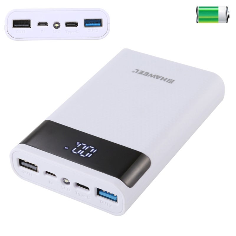 Portable Charger: 2 USB Output Ports Clear LCD Display Compact White DIY Power Bank Kit - Over-Voltage Short Circuit Protection Rechargeable Battery for On-The-Go Device Charging - Image 2