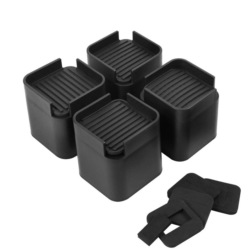 BTSD-home BTSDhome Adjustable Bed and Furniture Risers Elevator up to 3 or 4 inch Heavy Duty Bed Risers for Dorm Table Couch Sofa Wheels Suitable 4 Pack