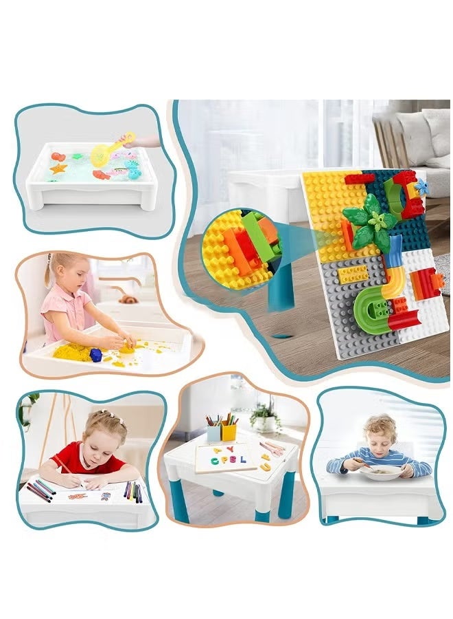 Children's 5-in-1 Multi-functional Activity Table Set - 180-piece Large Building Block Compatible Brick Toy Game Table, with 4 Storage Boxes, Anti-slip Pad and 61*41 cm Building Block Table, Suitable for 80kg Weight Capacity - Image 3