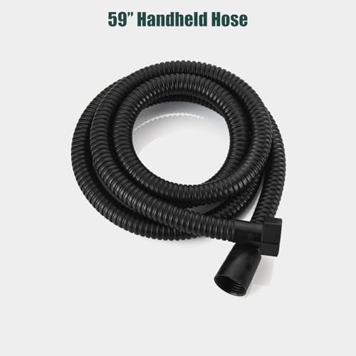 Heyalan SUS304 Stainless Steel Handheld Shower Wand High Pressure Luxury Shower Set High Flow Rectangle Hand Shower Spray with Wall Connector Holder and hose, Straight Style Matte Black - Image 4