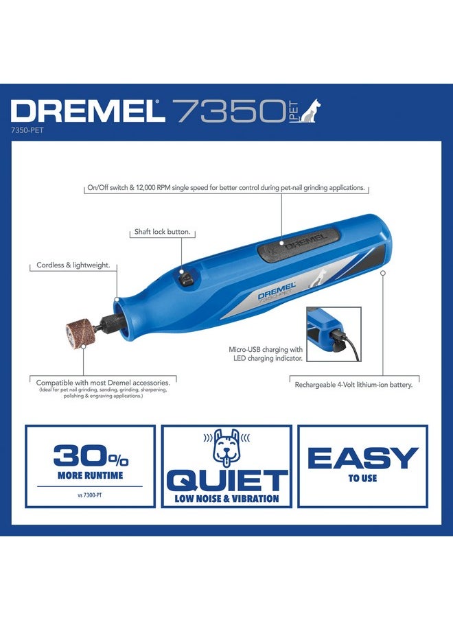 درمل ماكينة قص أظافر الحيوانات الأليفة والكلاب 7350-PET 4V من Dremel، ماكينة قص أظافر آمنة وسهلة الاستخدام، مجموعة احترافية للعناية بالحيوانات الأليفة - تعمل على الكلاب والقطط الكبيرة والمتوسطة والصغيرة  - Image 2